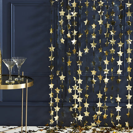 Decoración Colgante Dorada Estrellas 2m