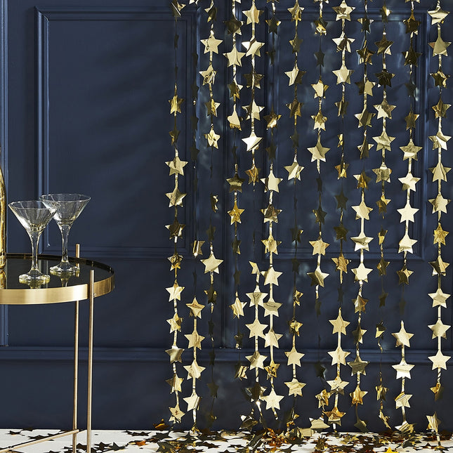 Decoración Colgante Dorada Estrellas 2m