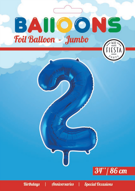 Globo Foil Figura 2 Azul XL 86cm vacío