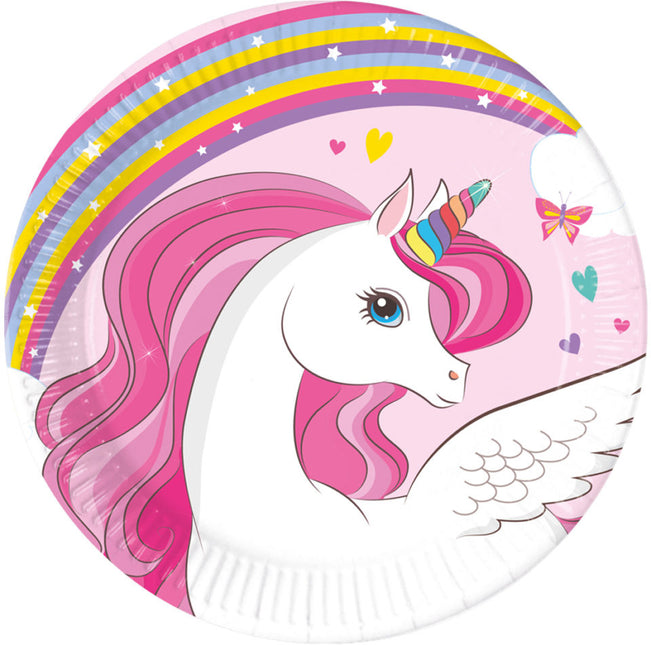 Platos Unicornio Rosa 20cm 8pcs