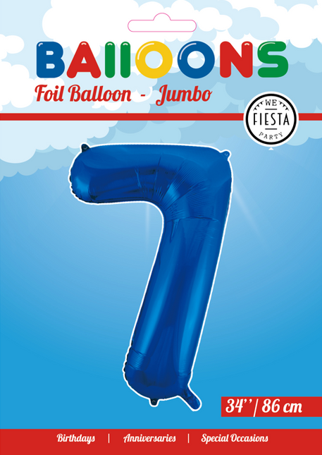 Globo Foil Figura 7 Azul XL 86cm vacío