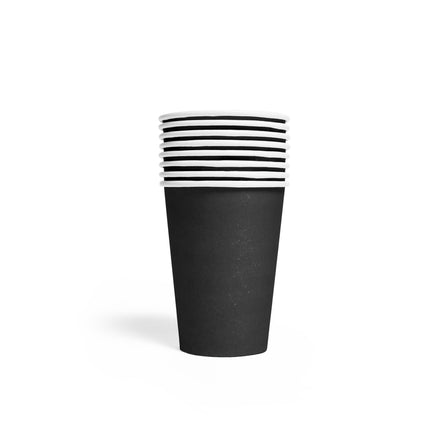 Vasos Negros Papel 210ml 8ud