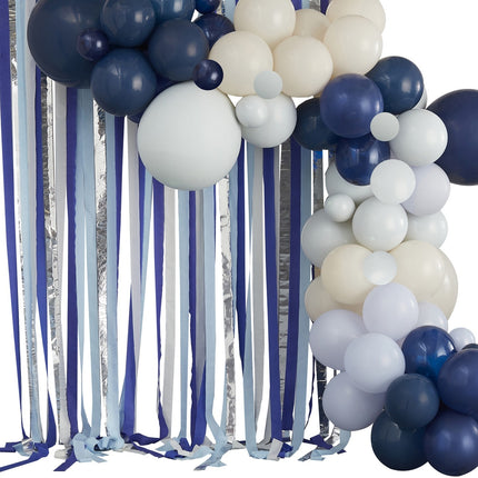 Arco De Globos Azul Con Guirnaldas 3m