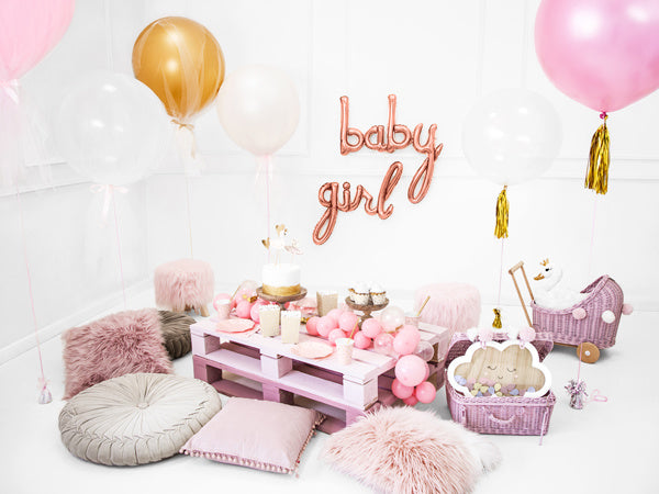 Set Globos Letra Niña Oro Rosa Vacío 77cm