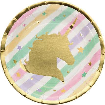 Platos Unicornio de Colores 18cm 8uds.