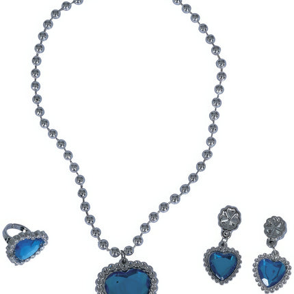 Conjunto de joyería Corazón de plata Azul