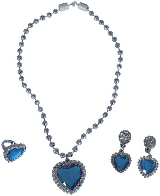 Conjunto de joyería Corazón de plata Azul