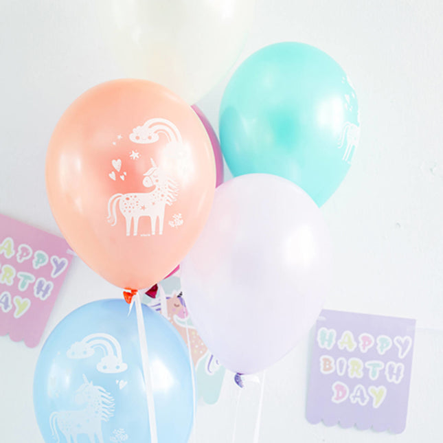 Globos Unicornio y Arco Iris 33cm 6pcs