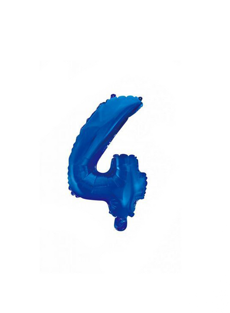 Globo Foil Figura 4 Azul 41cm con Pajita
