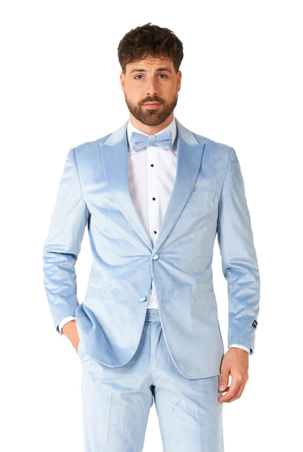 Esmoquin de terciopelo azul claro para hombre OppoSuits