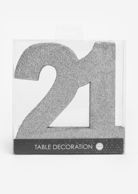 Figura Decoración Mesa Plata 21 Purpurina 20,5cm