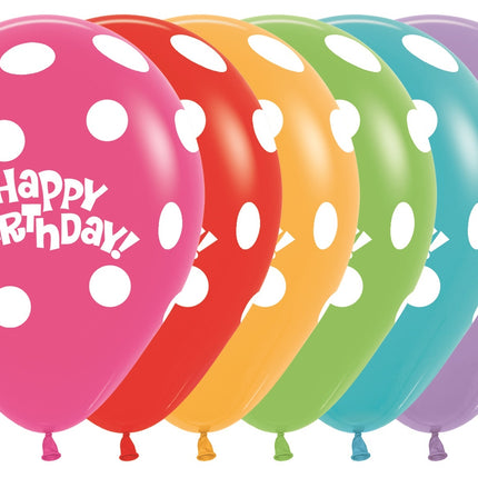 Globos Cumpleaños Dots Mix 30cm 25pcs