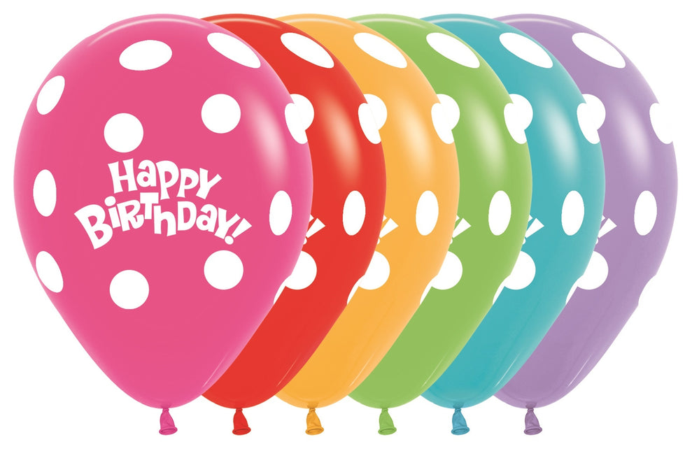 Globos Cumpleaños Dots Mix 30cm 25pcs