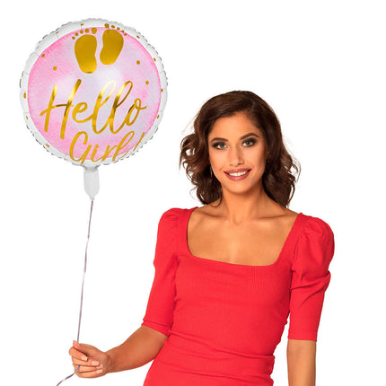 Globo de Helio para Nacimiento ¡Hola Niña! Vacío 45cm