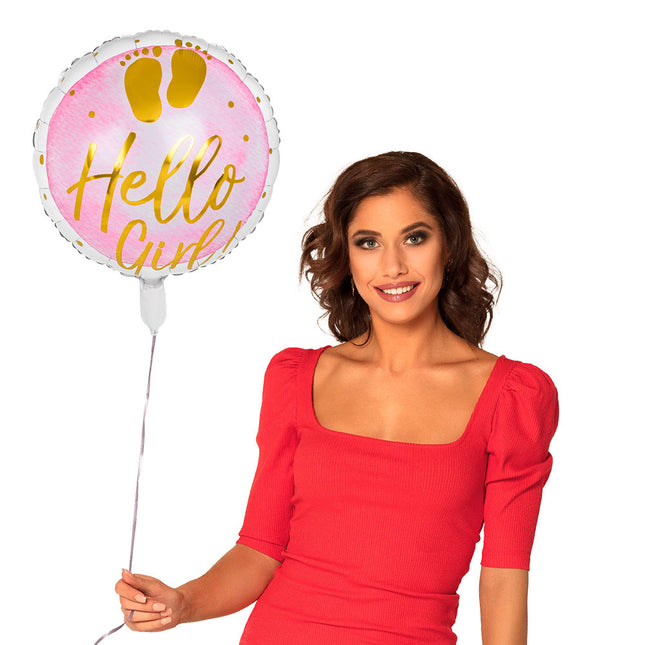 Globo de Helio para Nacimiento ¡Hola Niña! Vacío 45cm