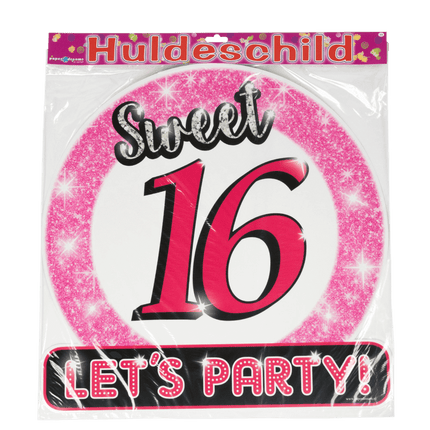 ¡Cartel de puerta 16 años Sweet 16 Lets Party! 50cm