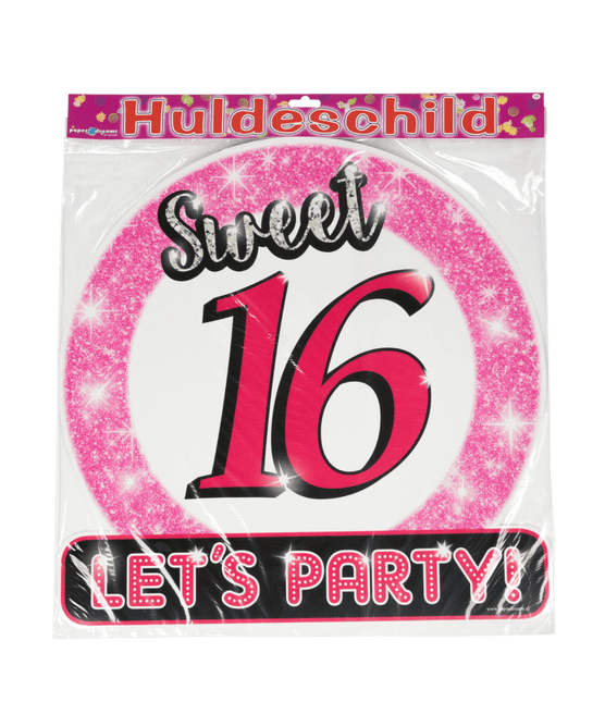 ¡Cartel de puerta 16 años Sweet 16 Lets Party! 50cm