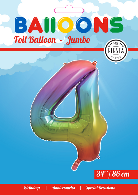 Globo foil Figura 4 Arco Iris XL 86cm vacío