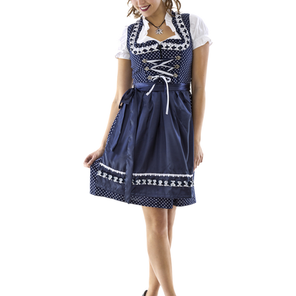 Blanco Azul Vestido Dirndl Oktoberfest Señoras