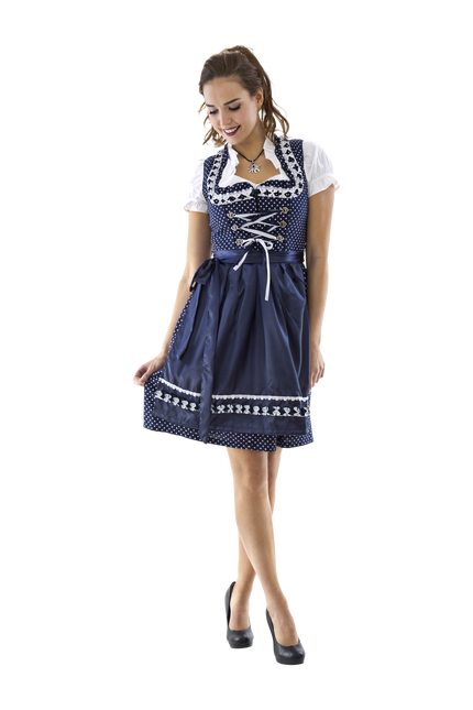 Blanco Azul Vestido Dirndl Oktoberfest Señoras