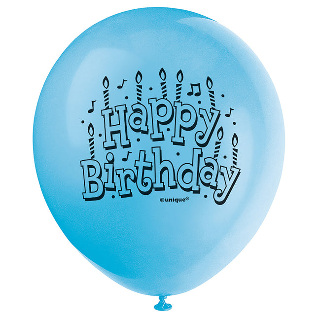 Globos Feliz Cumpleaños Azul 23cm 15pcs