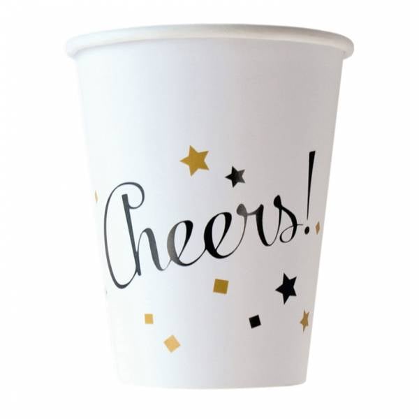 Copas Feliz Año Nuevo Cheers Cartón 250ml 8pcs