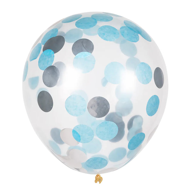 Globos Confeti Azul Plata 30cm 5pcs