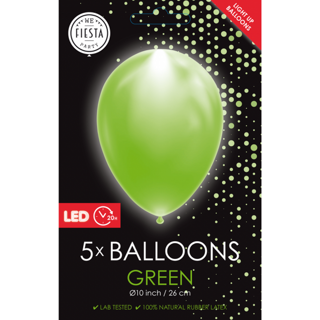 Globos Led Verdes 26cm 5pcs