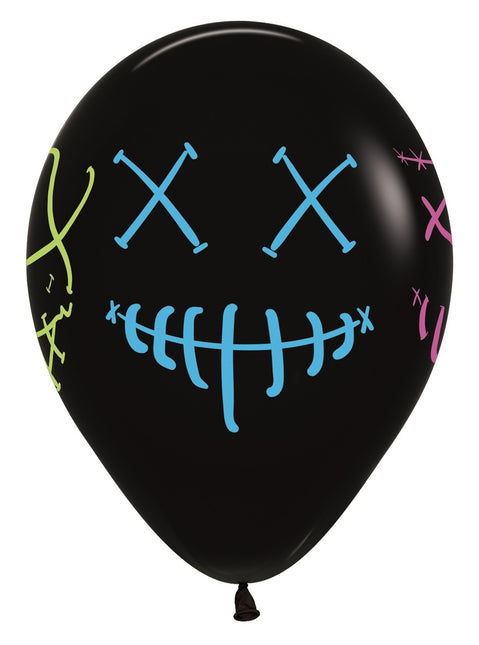 Globos Máscaras Tinta Neón Negro 30cm 25pcs