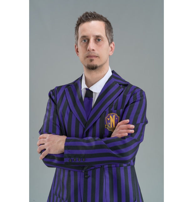 Disfraz Miércoles Uniforme Escolar Negro/Morado Hombre