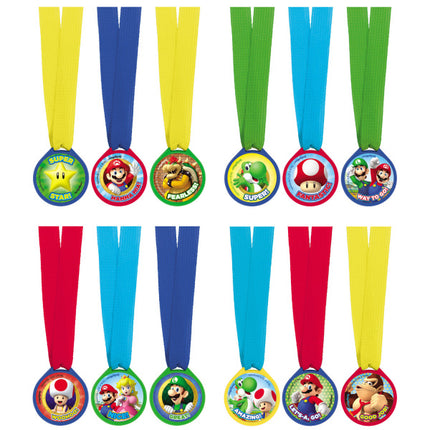 Super Mario Comparte Regalos Medallas 12pcs