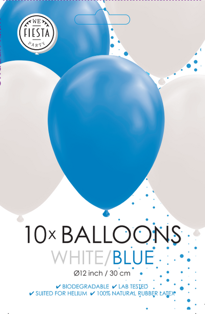 Globos Blancos Azules 30cm 10pcs