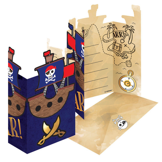 Invitaciones Piratas 22cm 16pcs