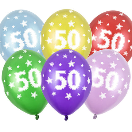 Globos 50 Años Coloreados Metálicos 30cm 6pcs