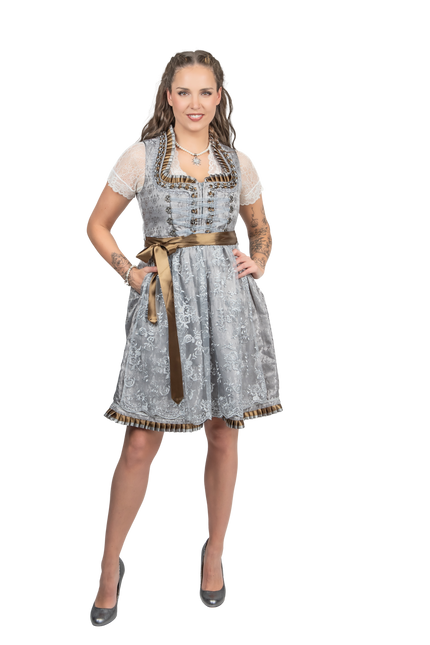 Vestido Dirndl Plata Oktoberfest Mujer 2 Piezas