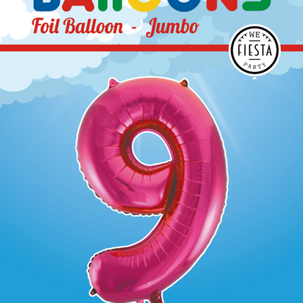 Globo Foil Figura 9 Fucsia XL 86cm vacío