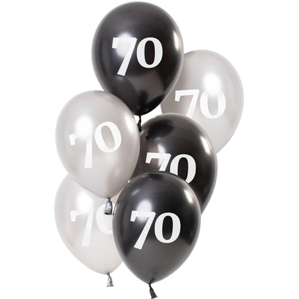 Globos 70 Años Negro 23cm 6pcs