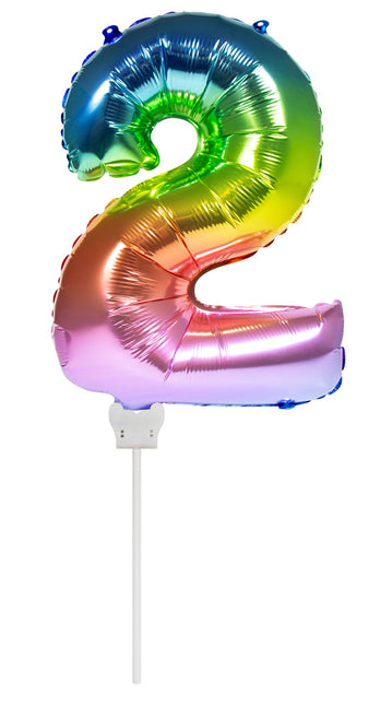 Globo Foil Figura 2 Arco Iris 36cm con Palo