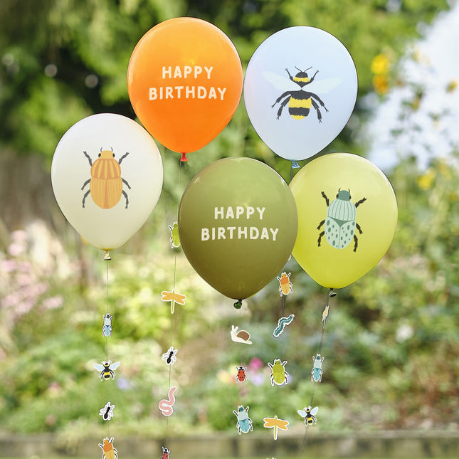 Globos Animales del Bosque Feliz Cumpleaños 5pcs