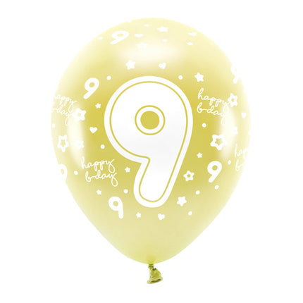 Globos 9 Años Oro 33cm 6pcs