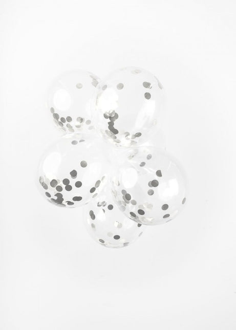 Globos Confeti Plata 30cm 6pcs