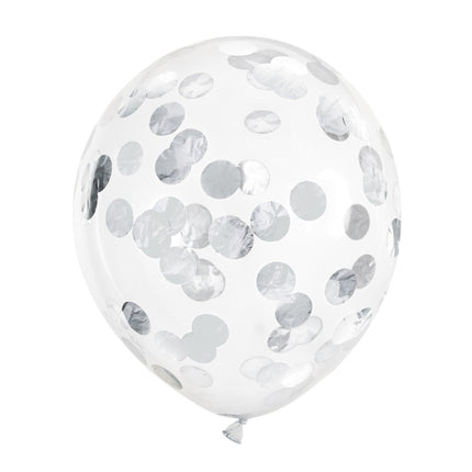 Globos Confeti Plata Deluxe 30cm 6pcs