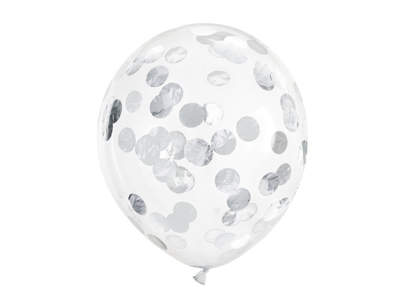 Globos Confeti Plata Deluxe 30cm 6pcs