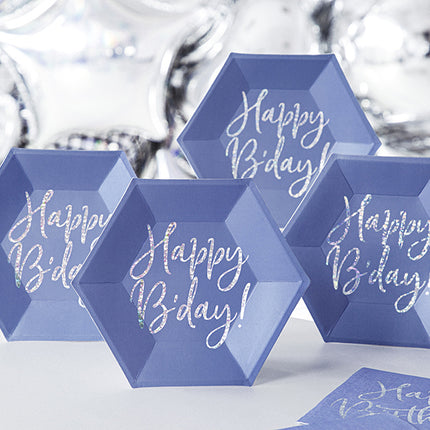 Platos Happy B'Day Azul 20cm 6pcs