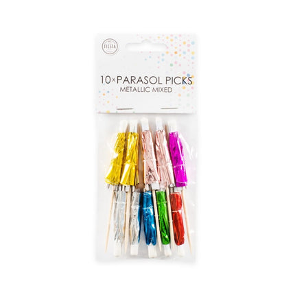 Pegatinas de Colores para Cócteles Parasol Largo 10cm 10uds.