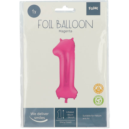 Globo Foil Figura 1 Fucsia Metalizado XL 86cm vacío