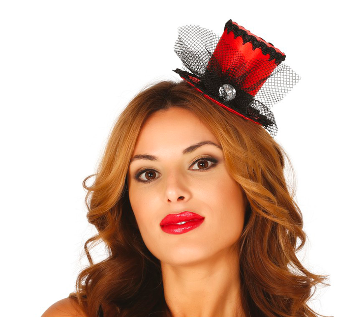 Diadema Sombrero Mini Rojo