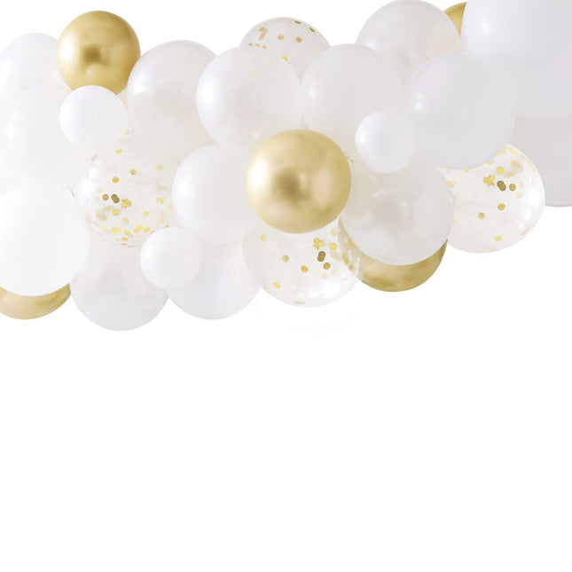 Arco de Globos Dorado/Blanco Set Casero