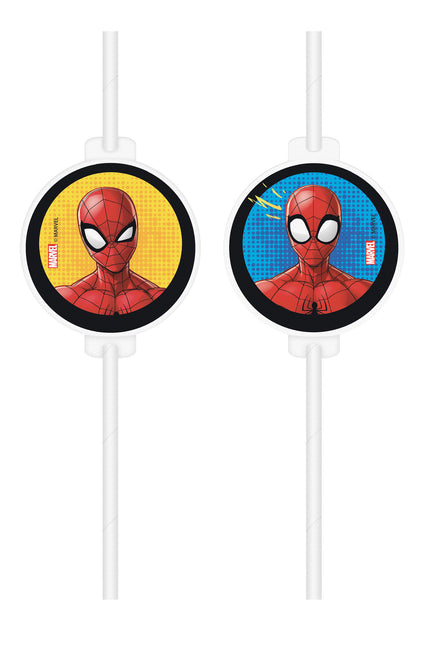 Spiderman Pajitas de Papel 4pcs