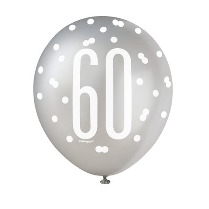 Globos 60 Años Lunares Negro 30cm 6pcs